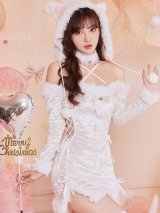 【即日発送】【クリスマスコスプレ5点セット】【Malymoon/マリームーン】ホワイトキャットサンタ【フリーサイズ/1カラー】[OF03]