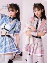 【即日発送】チェックデビル制服コスチューム【マリームーン】【ハロウィンコスプレ10点セット】【フリーサイズ/2カラー】[OF04]