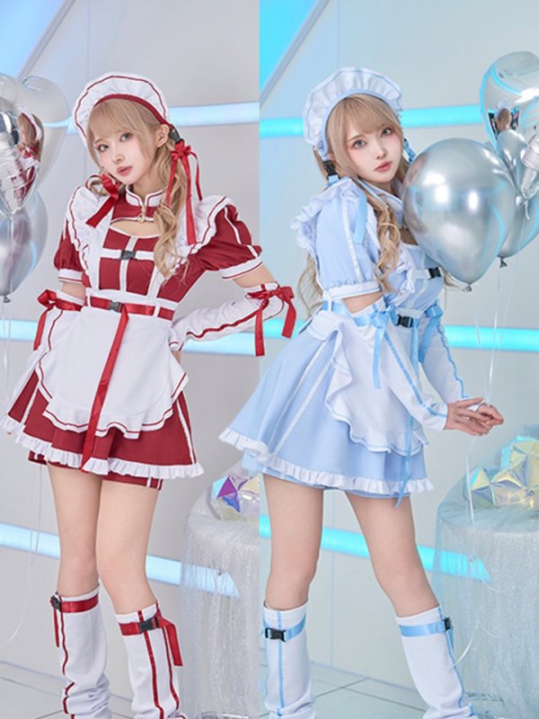 画像1: 【即日発送】アクセントラインハーネスジャージメイド【マリームーン】【ハロウィンコスプレ6点セット】【フリーサイズ/3カラー】[OF04]