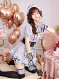 【即日発送】ゴシックチェックメイドドレス【マリームーン】【ハロウィンコスプレ6点セット】【フリーサイズ/2カラー】[HC03]