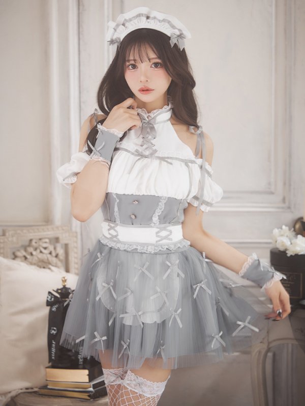 画像1: 【即日発送】 【ハロウィン】リボンブーケメイド【Malymoon/マリームーン 【コスプレ4点セット】【フリーサイズ/2カラー】[YMT]