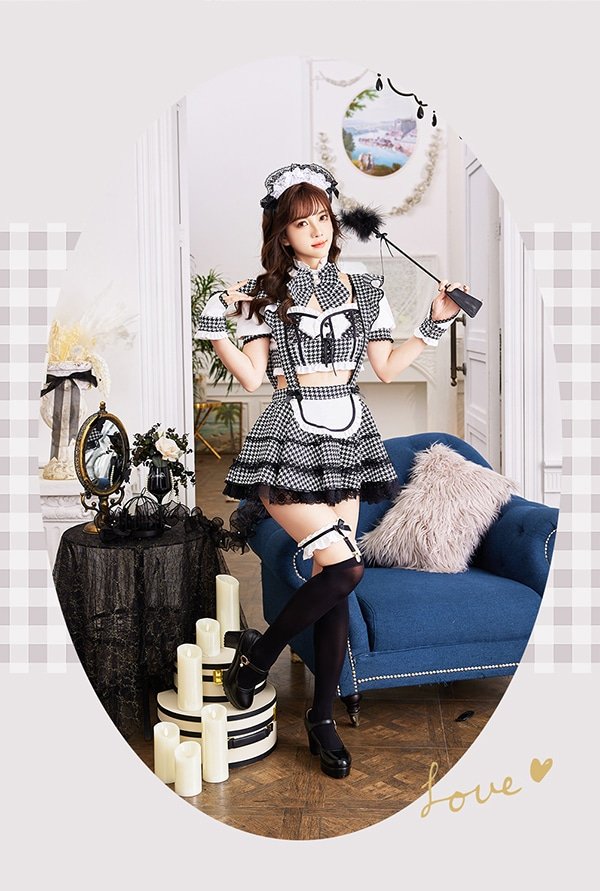画像11: 【即日発送】千鳥柄クラシカルレディメイド【マリームーン】【ハロウィンコスプレ8点セット】【フリーサイズ/2カラー】[HC03]
