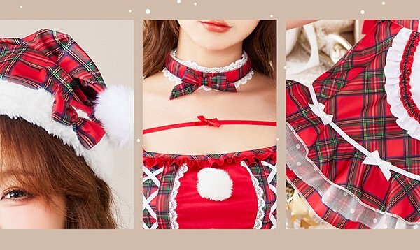画像9: 【即日発送！】【クリスマスコスプレ8点セット】【Malymoon/マリームーン】ガーリーチェックサンタ【フリーサイズ/1カラー】[OF03]