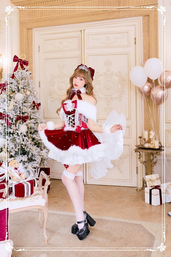 画像3: 【クリスマスコスプレ13点セット】【Malymoon/マリームーン】プリンセスチュールファーサンタコスプレ【2サイズ/1カラー】【予約/12月上旬発送予定】[HC03]