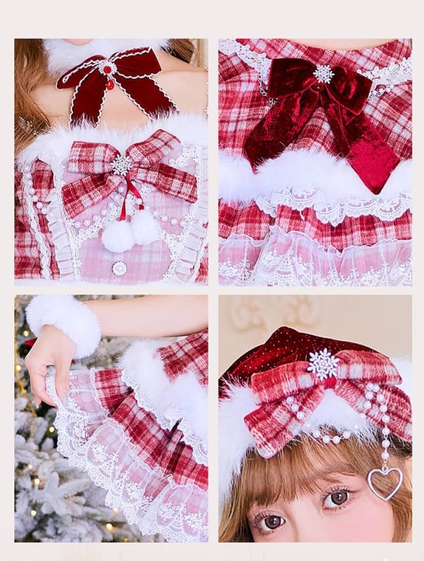 画像9: 【クリスマスコスプレ11点セット】【Malymoon/マリームーン】ホワイトヴェールチェックサンタ【2サイズ/1カラー】【予約/12月上旬発送予定】[HC03]