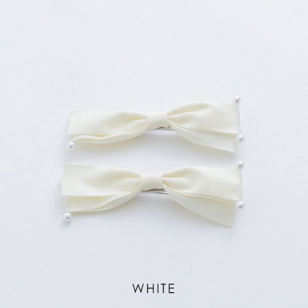 画像3: 【ヘアアクセサリー/バレッタ】パールリボンダブルバレッタ【2カラー】[OF02]