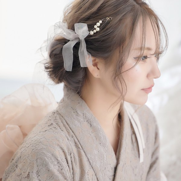 画像7: オーガンジー紐パールセット【2カラー】[HC02]