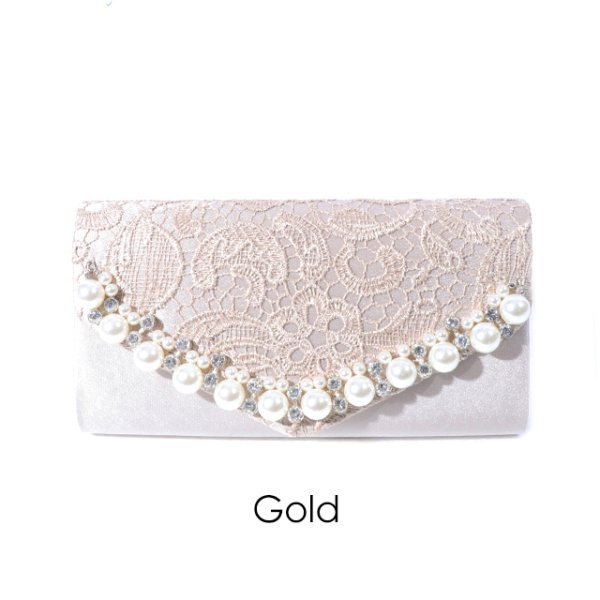 画像3: 【2カラー】レース＆パールクラッチバッグ[OF04]