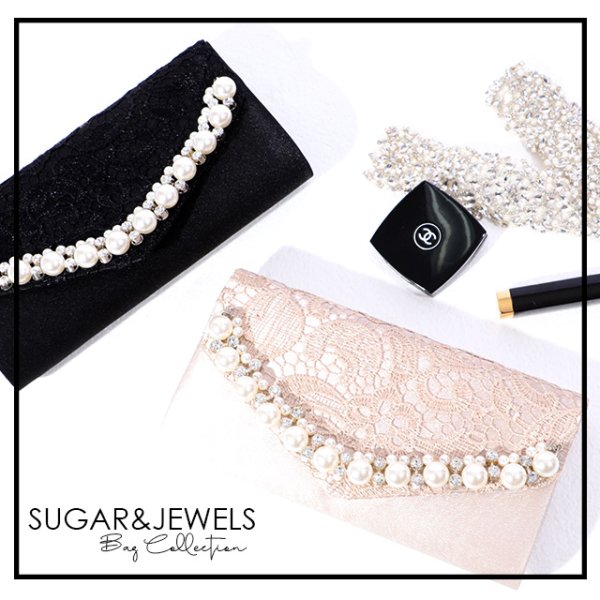 画像8: 【2カラー】レース＆パールクラッチバッグ[OF04]