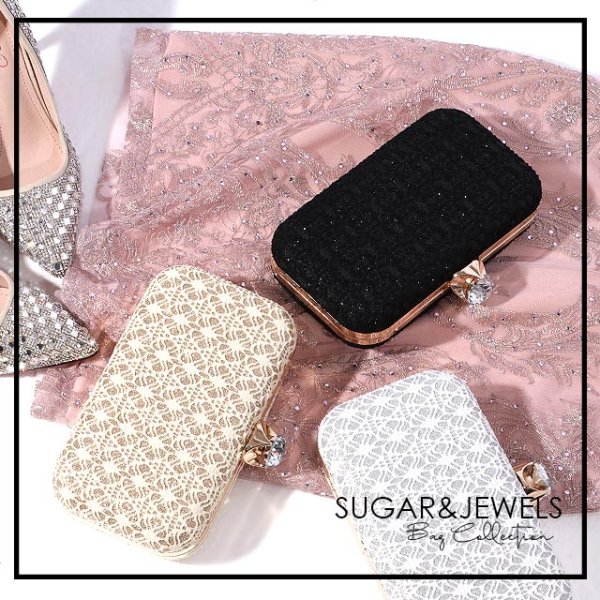 画像9: 【3カラー】レース＆グリッタークラッチバッグ[OF04]