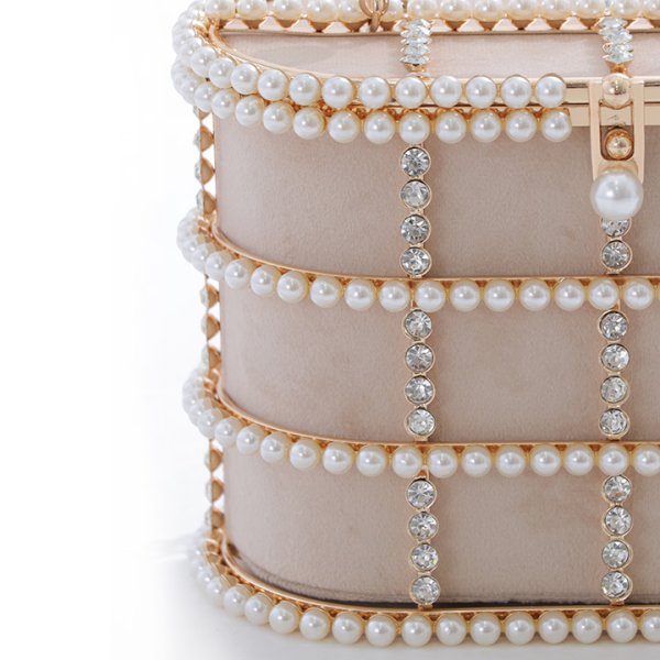 画像3: ラインストーン/パールボックスバッグ【Fサイズ/1カラー】[OF03]