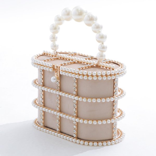 画像4: ラインストーン/パールボックスバッグ【Fサイズ/1カラー】[OF03]