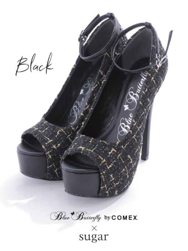 画像3: jewelsコラボ商品☆【COMEX】 2color/ 14.5cmヒール/ ツイードパンプス/ オープントゥパンプス/ ハイヒール/ ピンヒール/ プラットフォーム/ パンプス[OF02]