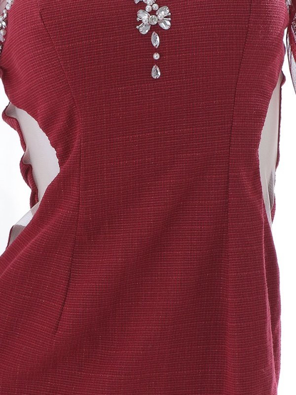 画像22: デコルテビジュードレス/チュール袖/サイド透け/シアースリット/谷間見せ/背中見せ/ミニドレス/キャバドレス【S-Lサイズ/1カラー】[HC02] 【SB】dzw