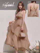 【即日発送】送料無料！【sifeel/シフィール】アメスリ/キャミソール/ホルターネック/シフォン生地/無地/レイヤード/ワンピース/キャバドレス【XS-Mサイズ/3カラー】[OF03]【YN】dzmgLD
