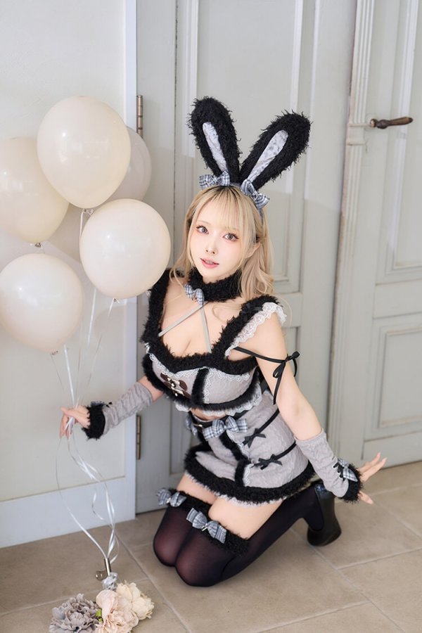 画像1: 【即日発送】【ハロウィンコスプレ9点セット】メルトニットバニーファーセットアップ【Malymoon/マリームーン】[HC03]