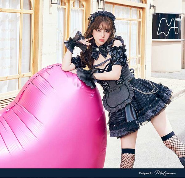 画像2: 【即日発送】レザーエッジデニムメイド【Malymoon/マリームーン】【ハロウィンコスプレ12点セット】【フリーサイズ/ワンカラー】[HC03]