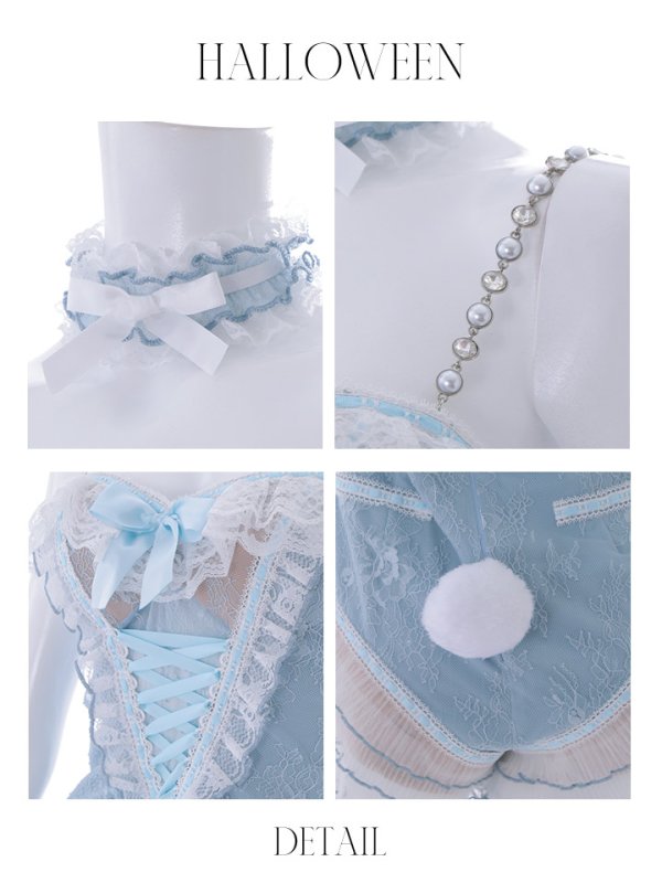 画像20: 【即日発送】【ハロウィン】パールチェーンレースバニーガール【コスプレ7点セット】【S-Lサイズ/3カラー】[OF01]