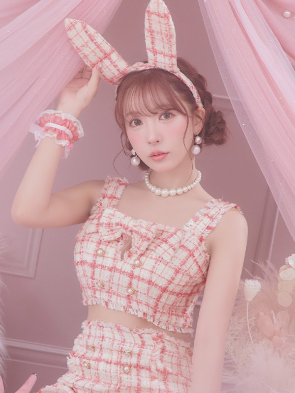 画像22: 【SALE!!】【即日発送】【ハロウィン】ツイードバニーリボンセットアップ（パンツ）【コスプレ6点セット】 【XS-Mサイズ/2カラー】[OF04]