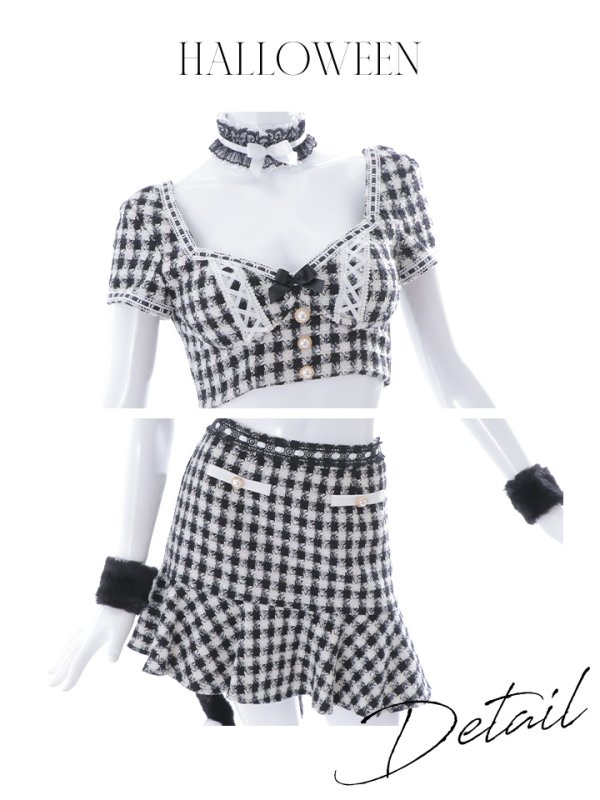 画像46: 【SALE!!】【即日発送】【ハロウィン】ツイードキャットセットアップ 【コスプレ6点セット】 【XS-Mサイズ/4カラー】[OF04]