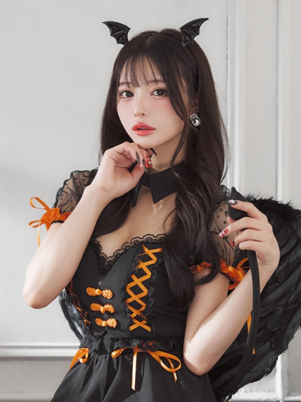 画像12: 【SALE!!】【ハロウィン】レースアップデビルスカートセットアップ 【コスプレ6点セット】[HC03-H]