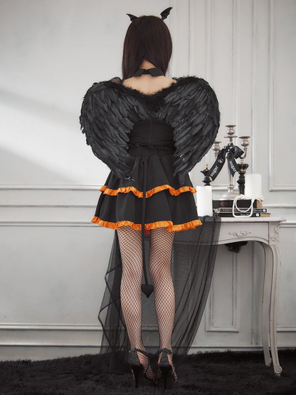 画像13: 【SALE!!】【ハロウィン】レースアップデビルスカートセットアップ 【コスプレ6点セット】[HC03-H]