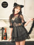 【即日発送！】【ハロウィン】 黒猫シアーレースワンピース 【コスプレ5点セット】 【S-XLサイズ/1カラー】[YMT]