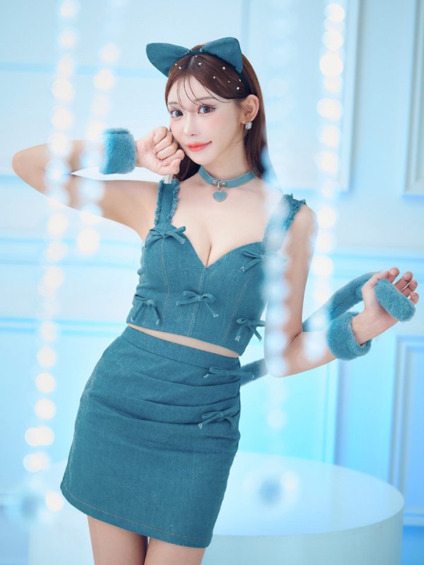 画像3: 【SALE!!】【即日発送！】【ハロウィン】 キャットデニムセットアップ 【コスプレ6点セット】 【XS-Lサイズ/1カラー】[HC03]