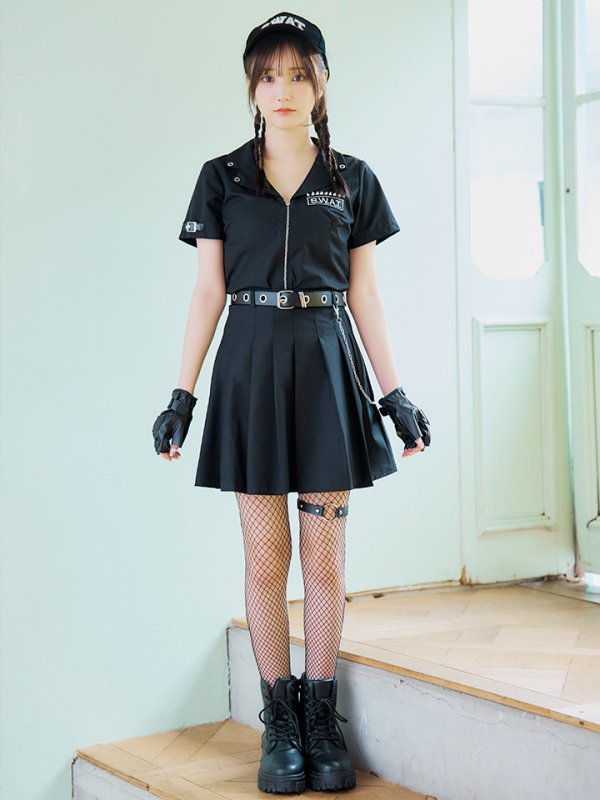 画像4: 【SALE!!】【即日発送！】【ハロウィン】SWATガールセットアップ 【コスプレ8点セット】 【XS-Lサイズ/1カラー】[OF04]