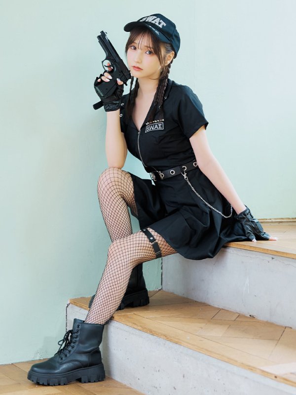 画像9: 【SALE!!】【即日発送！】【ハロウィン】SWATガールセットアップ 【コスプレ8点セット】 【XS-Lサイズ/1カラー】[OF04]