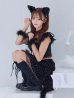 画像1: 【即日発送】【ハロウィン】キャットオフショルビジューセットアップ【コスプレ6点セット】【XS-Lサイズ/3カラー】[OF04] (1)