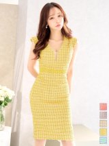 ブイネックツイードタイトドレス/キャバドレス【S-Lサイズ/5カラー】[OF05]