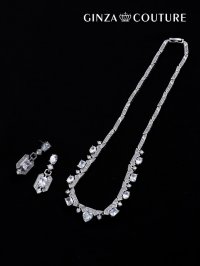 【アクセサリー：セット】【ERUKEI エルケイ】ビジューネックレス&ピアスセット[OF02]