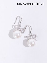 【アクセサリー：ピアス】【ERUKEI エルケイ】ビジューリボンパールピアス[OF02]