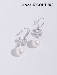 【アクセサリー：ピアス】【ERUKEI エルケイ】ビジューフラワー＆パールピアス[OF02]