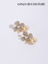 【アクセサリー：ピアス】【ERUKEI エルケイ】フラワーモチーフ＆パールピアス[OF02]