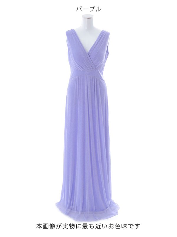 画像16: グリッターラメロングドレス/カシュクール/ノースリーブ/谷間見せ/背中隠し/キャバドレス【S-XLサイズ/2カラー】[OF03B]