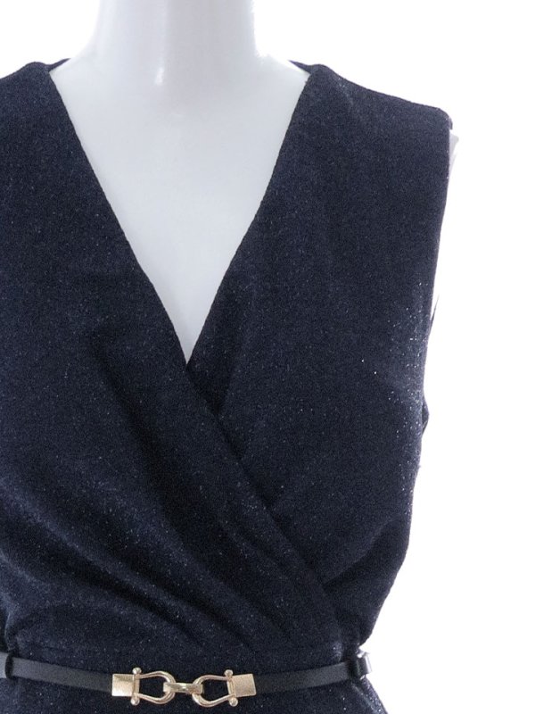 画像40: グリッターラメロングドレス/ワンカラー/カシュクール/ノースリーブ/ベルト/谷間見せ/背中隠し/キャバドレス 【S-Lサイズ/5カラー】[OF03B] 【IM】