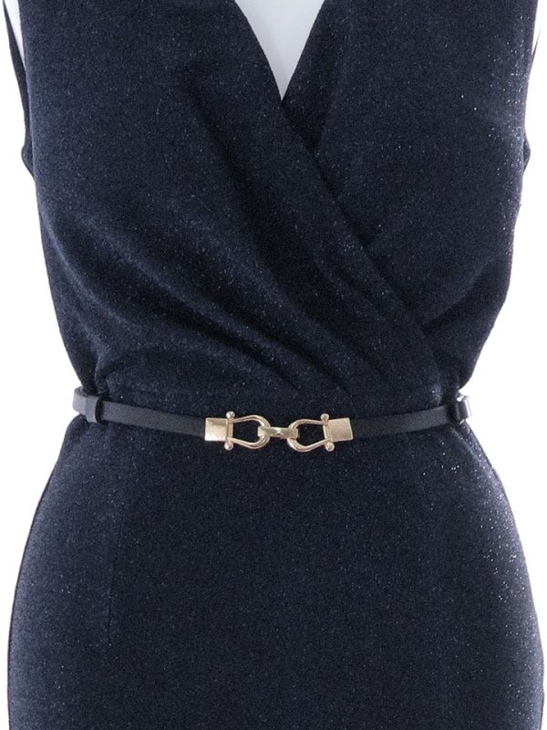 画像42: グリッターラメロングドレス/ワンカラー/カシュクール/ノースリーブ/ベルト/谷間見せ/背中隠し/キャバドレス 【S-Lサイズ/5カラー】[OF03B] 【IM】