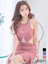 SALE!【高級ドレスセール】【Kylie/カイリー】ラメ/  パール/ シアー/ カットアウト/ 裾フリル/ マーメイド/ ミニドレス/ キャバドレス【HC03】