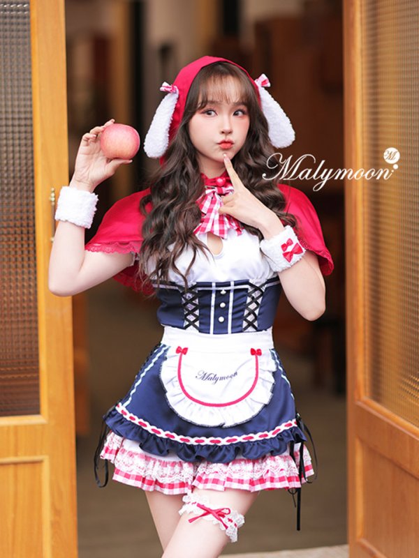 画像1: 【即日発送】うさ耳赤ずきん【マリームーン】【ハロウィンコスプレ6点セット】【フリーサイズ/1カラー】[OF04]