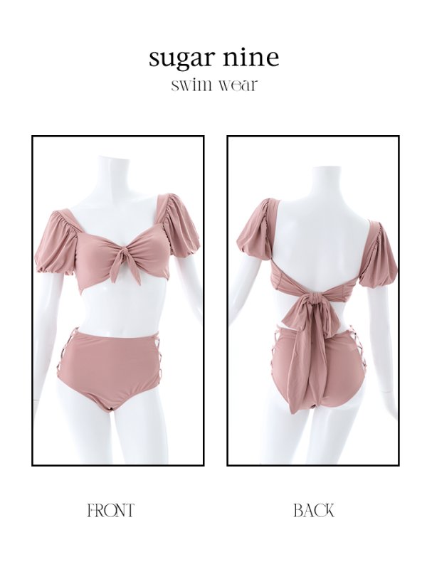 画像10: 【即日発送】【ビキニ】【水着】袖ありギャザーハイウエストビキニ[YMT]