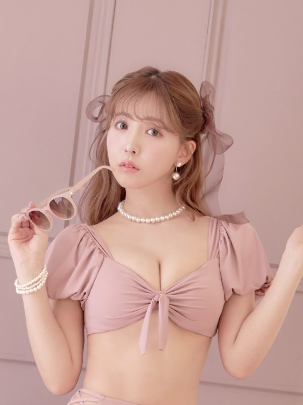 画像8: 【即日発送】【ビキニ】【水着】袖ありギャザーハイウエストビキニ[YMT]