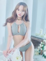 【ビキニ】【水着】ホルターネックリブシンプルビキニ 2点セット[YMT]