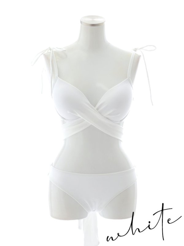 画像30: 【即日発送】【ビキニ】【水着】バッククロスリボンワンカラービキニ 2点セット [YMT]