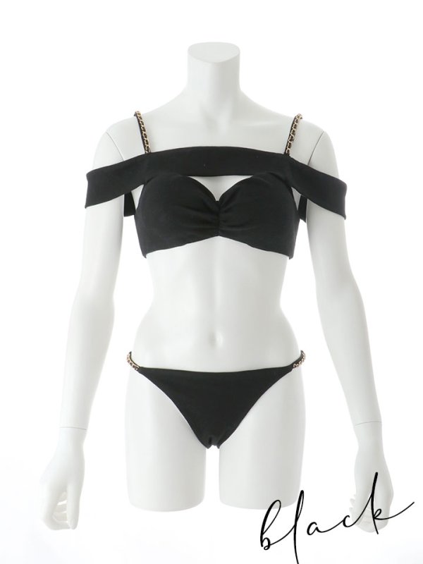 画像39: 【即日発送】【ビキニ】【水着】チェーンストラップオフショルビキニ 2点セット [YMT]