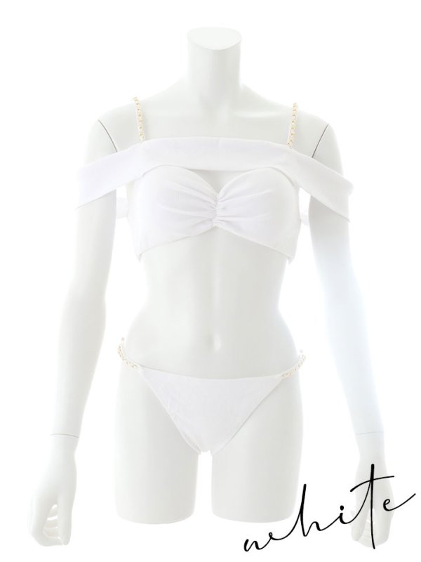 画像37: 【即日発送】【ビキニ】【水着】チェーンストラップオフショルビキニ 2点セット [YMT]