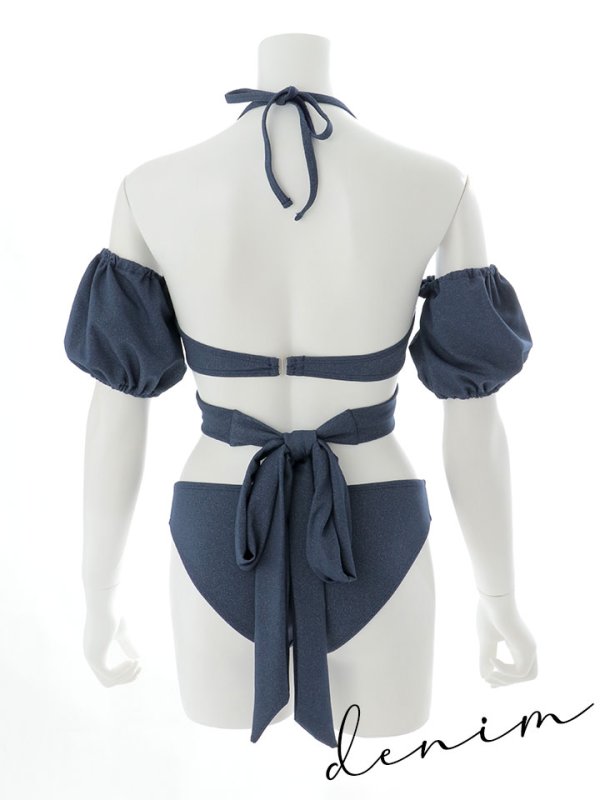画像47: 【即日発送】【ビキニ】【水着】オフショルデニムビキニ 2点セット [YMT]