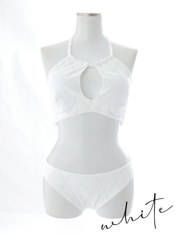 画像27: 【即日発送】【ビキニ】【水着】アーガイル風バストアップホルターネックビキニ 2点セット [YMT]