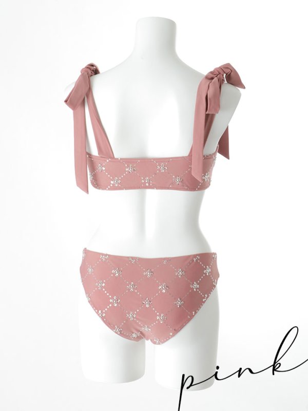 画像24: 【即日発送】【ビキニ】【水着】 ビジューギャザーフロントリボンビキニ ビキニ 2点セット[YMT]